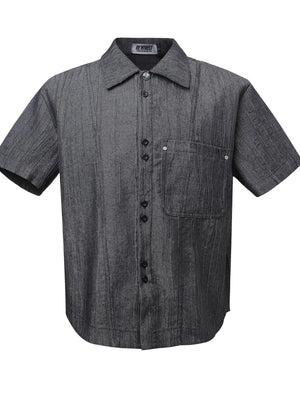 Men's Textured Button-Down Shirt with Front Pocket - Farnelli