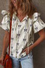 Maisie Bow Bubble Sleeve Blouse - Farnelli