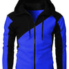 Men's Color Block Zip-Up Hoodie - Blue