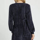 Umgee Velour Drawstring Mini Dress with Long Sleeves - Farnelli