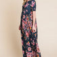 BOMBOM Floral Short Sleeve Maxi Dress - Farnelli