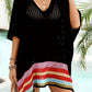 Slit Openwork V-Neck Half Sleeve Cover-Up - Farnelli