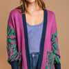 Umgee Animal Print Open Front Sweater Cardigan - GREEN MIX