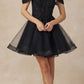 Juliet 880 Glitter Tulle A-Line Cold-Shoulder Homecoming Dress.