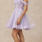 Juliet 880 Glitter Tulle A-Line Cold-Shoulder Homecoming Dress.