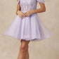 Juliet 880 Glitter Tulle A-Line Cold-Shoulder Homecoming Dress.
