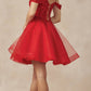 Juliet 880 Glitter Tulle A-Line Cold-Shoulder Homecoming Dress.