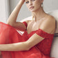 Juliet 880 Glitter Tulle A-Line Cold-Shoulder Homecoming Dress.