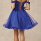 Juliet 880 Glitter Tulle A-Line Cold-Shoulder Homecoming Dress.