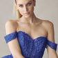 Juliet 880 Glitter Tulle A-Line Cold-Shoulder Homecoming Dress.