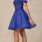 Juliet 880 Glitter Tulle A-Line Cold-Shoulder Homecoming Dress.