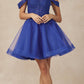 Juliet 880 Glitter Tulle A-Line Cold-Shoulder Homecoming Dress.