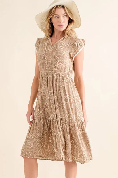 And The Why Boho Printed Tiered Maxi Dress - Farnelli