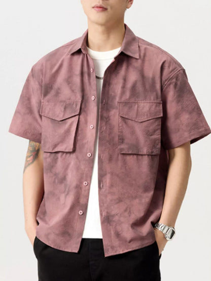 Men's Plus Size Button Up Short Sleeve Shirt - Farnelli