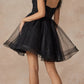 Juliet 881 Feather Straps Sheer Bodice Short A-line Tulle Dress