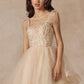 Juliet 881 Feather Straps Sheer Bodice Short A-line Tulle Dress