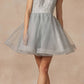 Juliet 881 Feather Straps Sheer Bodice Short A-line Tulle Dress