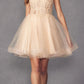 Juliet 883 Short A-Line Glitter Tulle Skirt Square Neck Thin Strap Dress
