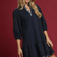 Umgee French Terry Ruffle Hem Dress with Plaid Trim - Farnelli