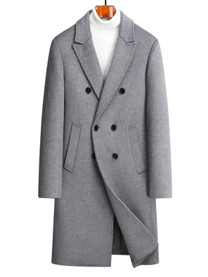 Men's Plus Size Double-Breasted Wool Overcoat - Farnelli