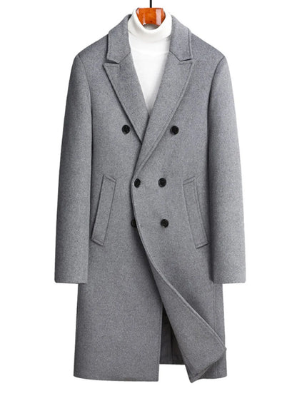 Men's Plus Size Double-Breasted Wool Overcoat - Farnelli