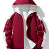 Men's Full Size Reversible Two-Tone Hooded Jacket Plus Size - Red