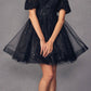 Juliet 886 Short Removable Off Shoulder Puff Sleeves A-Line Tulle Dress