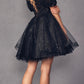 Juliet 886 Short Removable Off Shoulder Puff Sleeves A-Line Tulle Dress