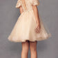 Juliet 886 Short Removable Off Shoulder Puff Sleeves A-Line Tulle Dress