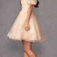 Juliet 886 Short Removable Off Shoulder Puff Sleeves A-Line Tulle Dress