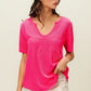 BiBi Waved Rib U Neck Top With Front Pocket - Farnelli