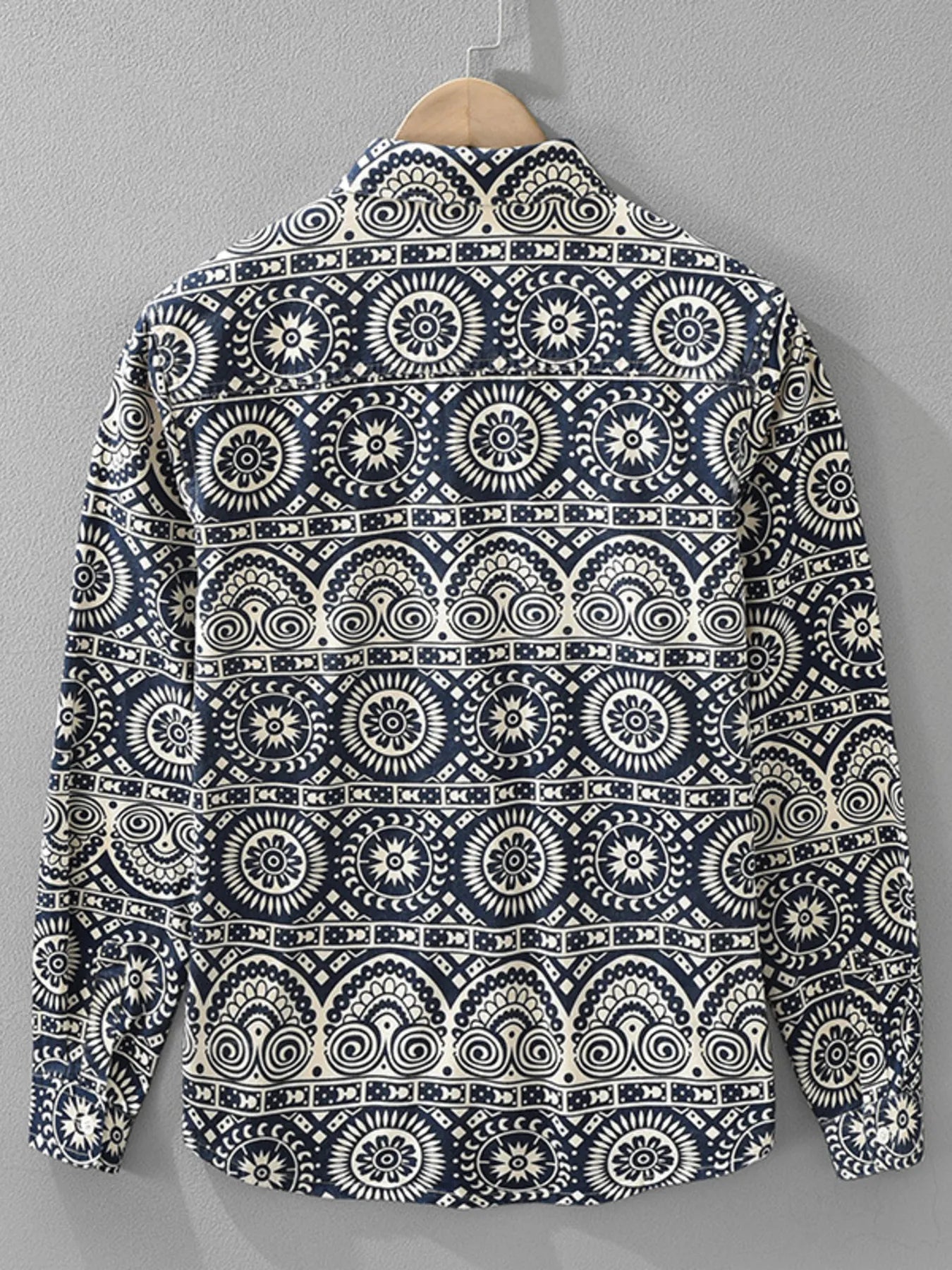 Men's Plus Size Printed Button Up Long Sleeve Shirt - Farnelli
