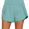 Zenana High Waisted Zippered Back Pocket Running Shorts - DUSTY TEAL