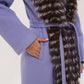 Genuine Silver Fox Virgin Wool Wrap Coat in Lavender