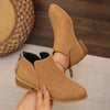 Point Toe Block Heels Boots - Brown
