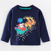 Children's Christmas Santa Sleigh Graphic Long Sleeve T-Shirt - Dark Navy