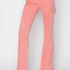 RISEN Full Size High Rise Side Slit Cargo Bootcut Jeans - Flamingo