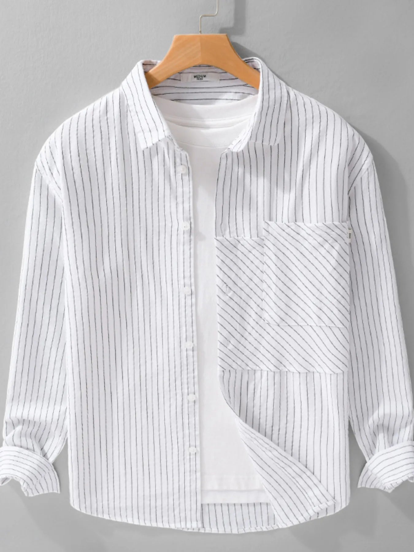 Men's Plus Size Striped Long Sleeve Button-Up Shirt - Farnelli