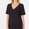 Zenana V-Neck Short Sleeve T-Shirt - Black