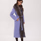 Genuine Silver Fox Virgin Wool Wrap Coat in Lavender