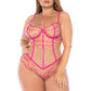 Mapale Petal Kiss Lace-Up Back Sheer Bodysuit