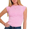 Zenana Stone Washed Ribbed Seamless Top - CANDY PINK