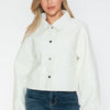 Snobbish Snap Down Long Sleeve PU Leather Jacket - White