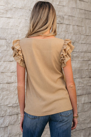 Nia Ruffled Tiered Sleeve Textured Top - Farnelli
