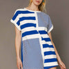 Umgee Mixed Striped Short Sleeve Romper - Blue