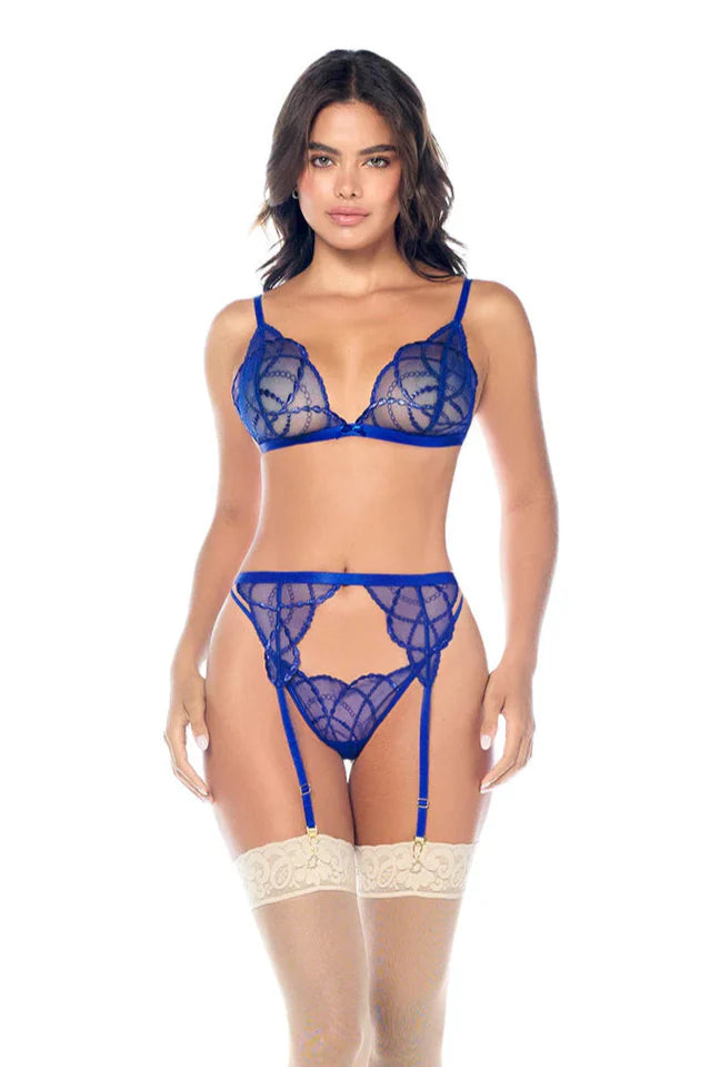 Mapale Sapphire Kiss Sheer 3 Piece Lingerie Set-0