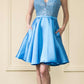 CLEARANCE - Poly USA | Ed Young 8954 Short A-Line Sequin Bodice Dress with Pockets (Size M)