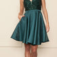 CLEARANCE - Poly USA | Ed Young 8954 Short A-Line Sequin Bodice Dress with Pockets (Size M)