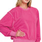 Zenana Soft Fleece Pigment Dye Round Neck Pullover - Farnelli
