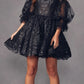 Juliet 895 Short A-Line Glitter Boned Dress Detachable Puff Sleeves